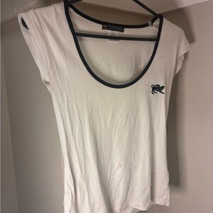 Parasuco White Cap-Sleeve Tee with Black Trim